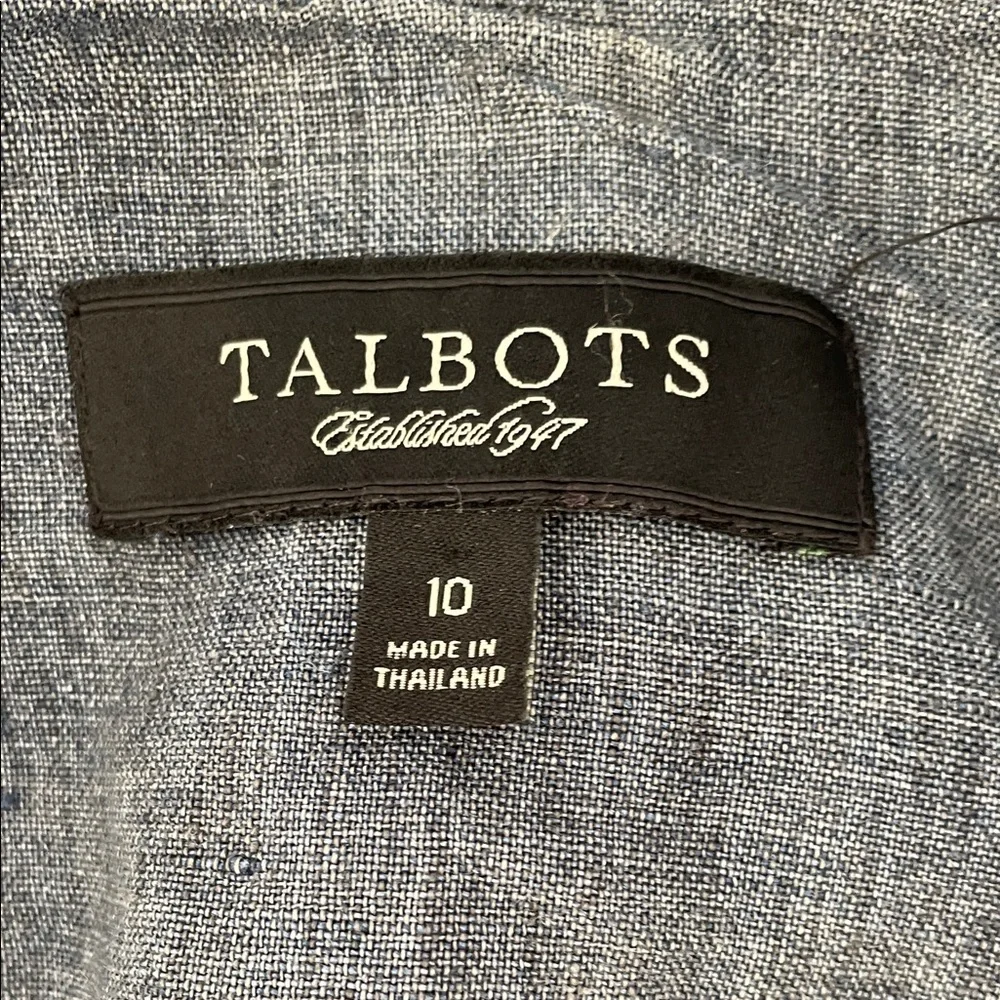 TALBOTS Women's Blue Chambray Linen Unlined Blazer 10 - Picture 5 of 16